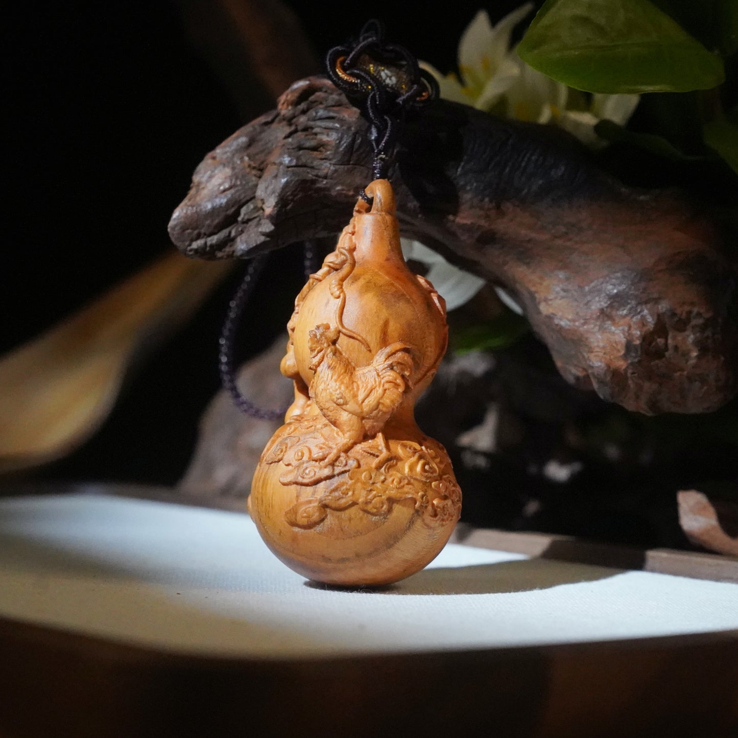 Woodcarving Gourd of Chinese Zodiac - Rooster