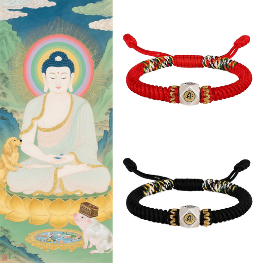 Braided Bracelet Protecting for Zodiac Dog/Pig by Amitabha Buddha