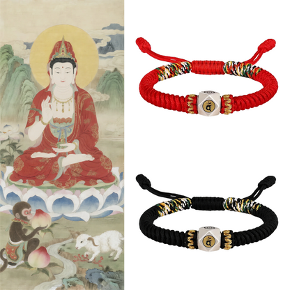 Braided Bracelet Protecting for Zodiac Goat/Monkey by Vairocana Buddha