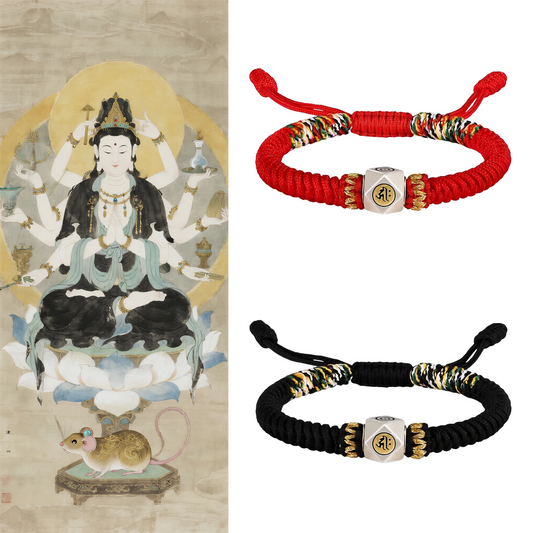 Braided Bracelet Protecting for Zodiac Rat by Thousand-Armed Guanyin